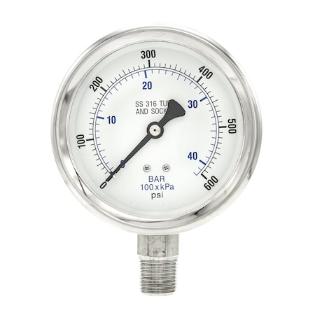 Gauge,4,0/600psi,1/2LM,SS